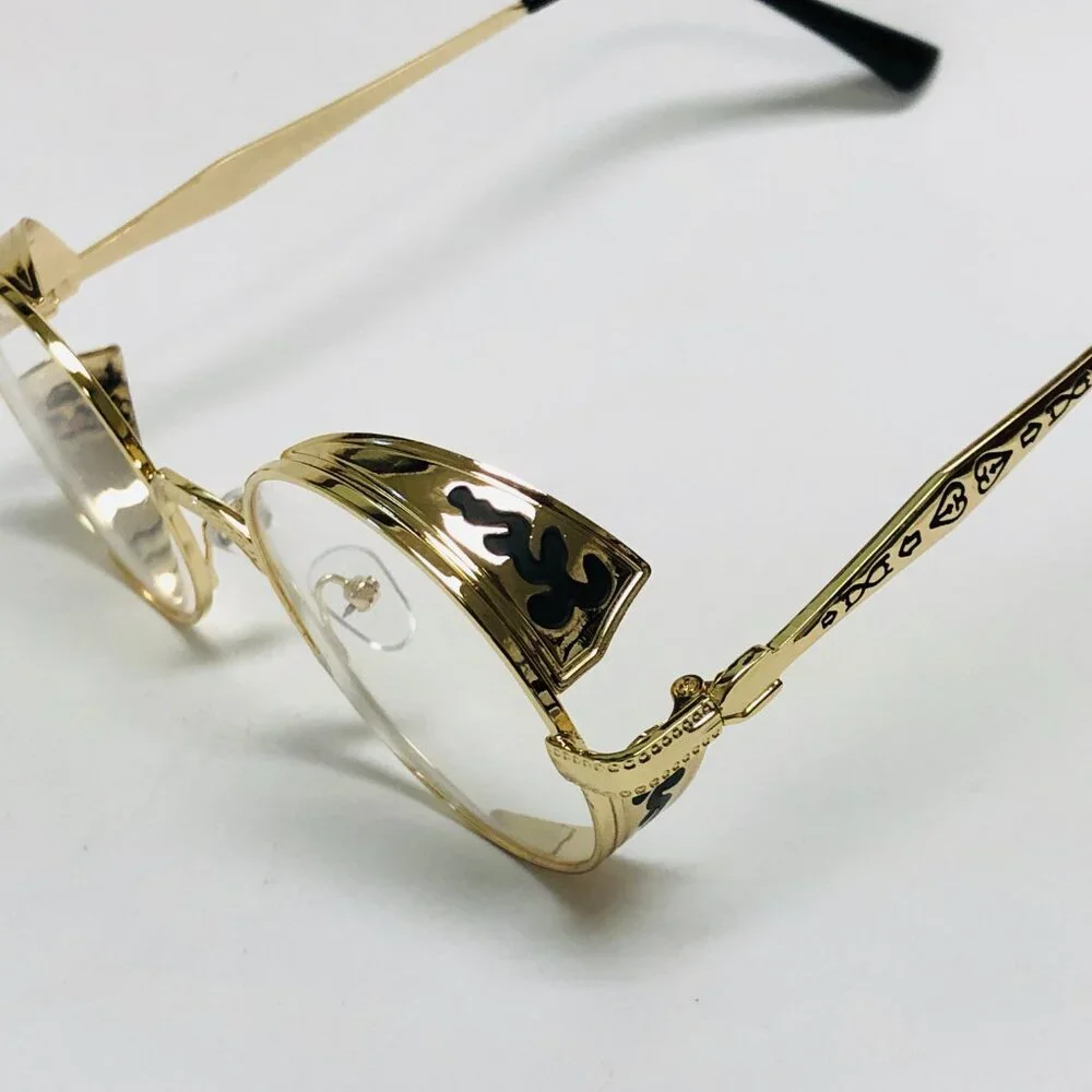 Round‎ Clear Lens Men Sunglasses Gold Frame Hip Hop Style Classic Shades Lentes